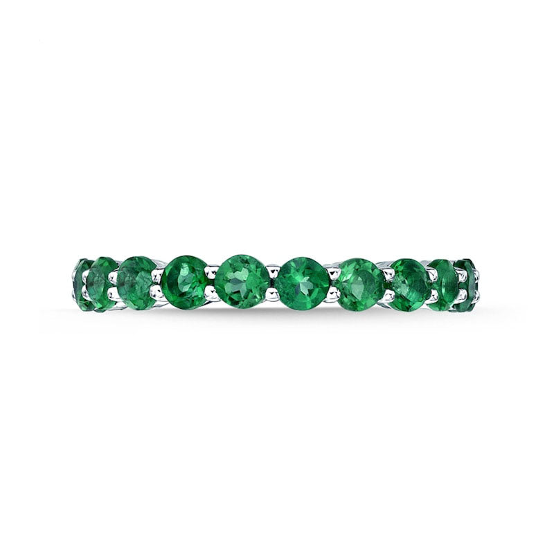 3.0mm Lab-Created Emerald Eternity Band in Sterling Silver