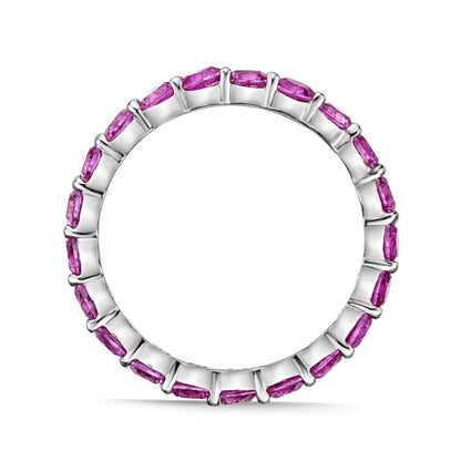 3.0mm Lab-Created Pink Sapphire Eternity Band in Sterling Silver