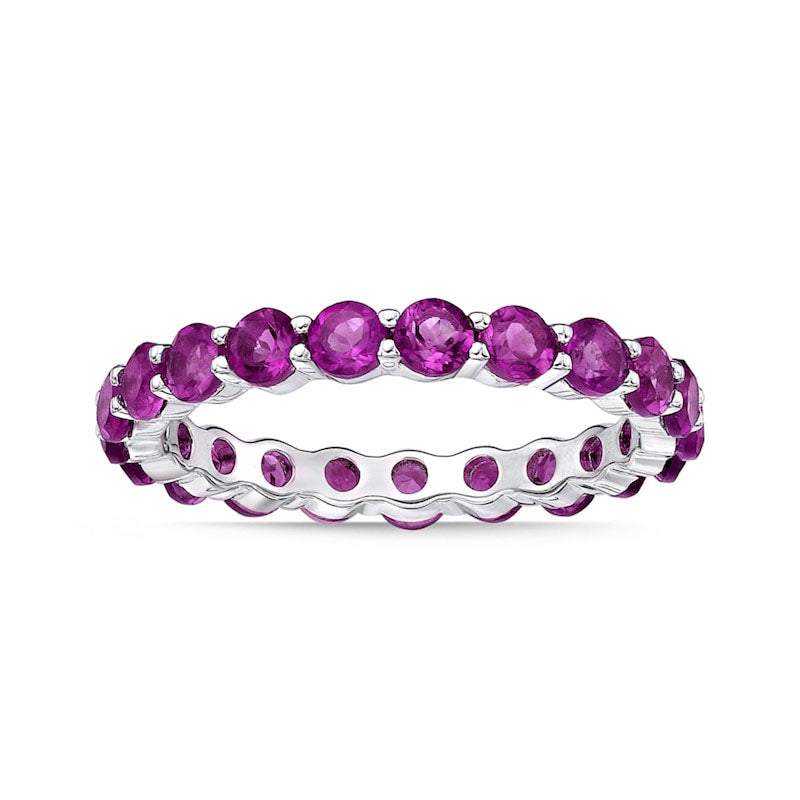 3.0mm Lab-Created Ruby Eternity Band in Sterling Silver
