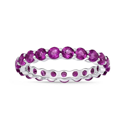 3.0mm Lab-Created Ruby Eternity Band in Sterling Silver