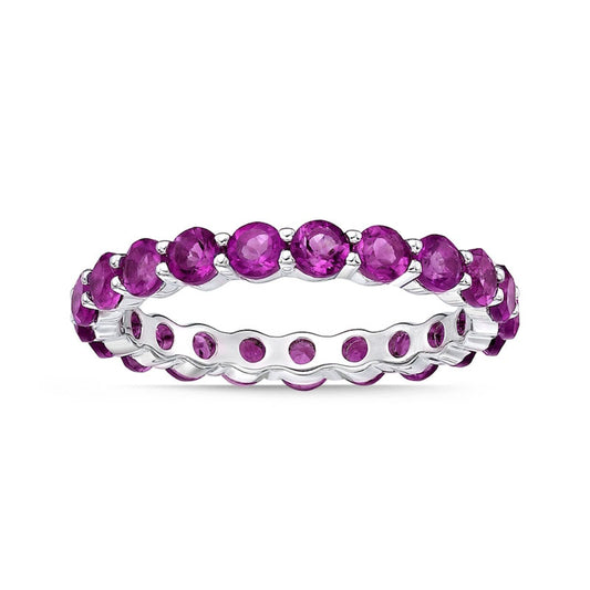 3.0mm Lab-Created Ruby Eternity Band in Sterling Silver