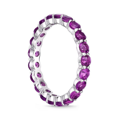 3.0mm Lab-Created Ruby Eternity Band in Sterling Silver