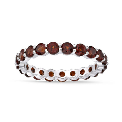 3.0mm Garnet Eternity Band in Sterling Silver