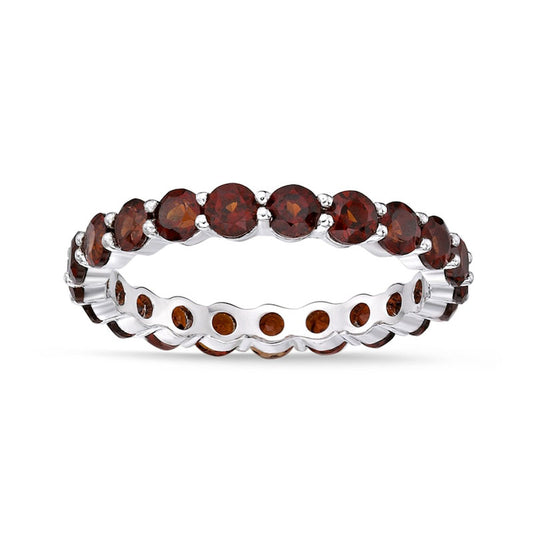 3.0mm Garnet Eternity Band in Sterling Silver