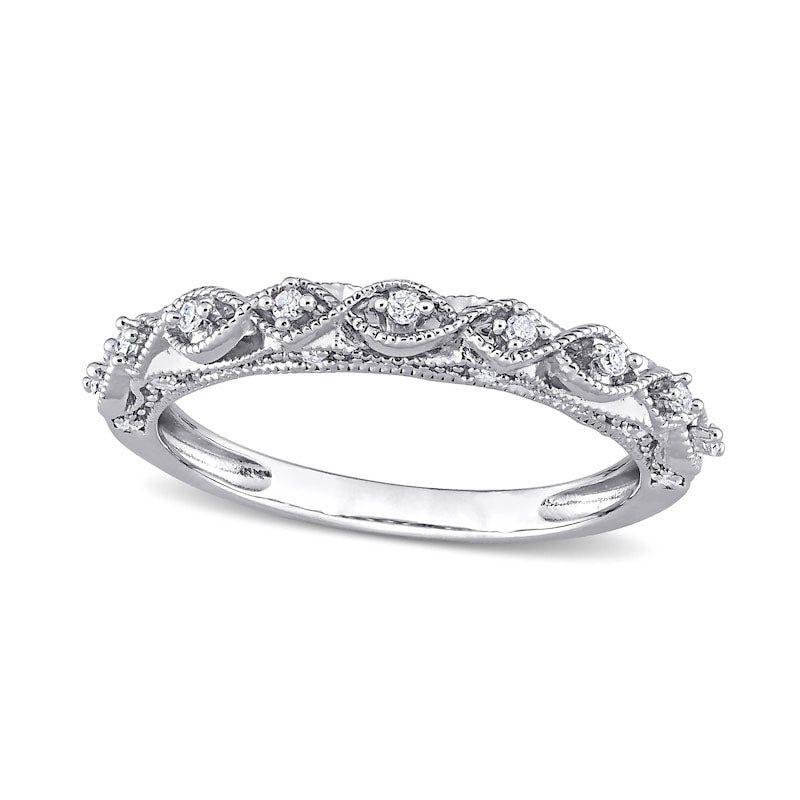 0.13 CT. T.W. Natural Diamond Art Deco Antique Vintage-Style Band in Sterling Silver