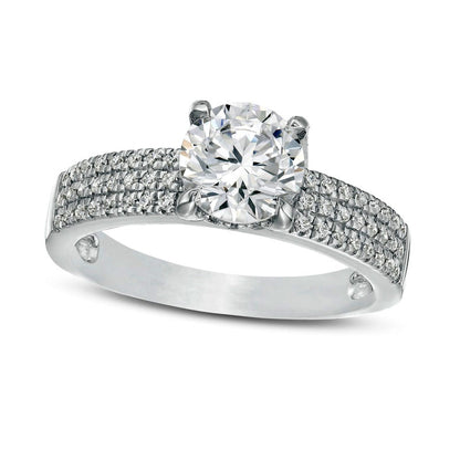 1.75 CT. T.W. Certified Natural Diamond Multi-Row Engagement Ring in Solid 14K White Gold (I/I2)