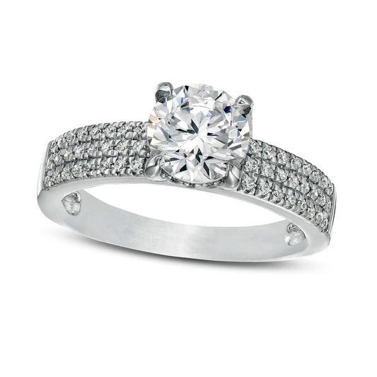 1.75 CT. T.W. Certified Natural Diamond Multi-Row Engagement Ring in Solid 14K White Gold (I/I2)