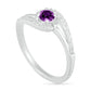 4.0mm Amethyst and Lab-Created White Sapphire Bypass Swirl Frame Split Shank Ring in Sterling Silver