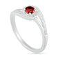 4.0mm Garnet and Lab-Created White Sapphire Bypass Swirl Frame Split Shank Ring in Sterling Silver