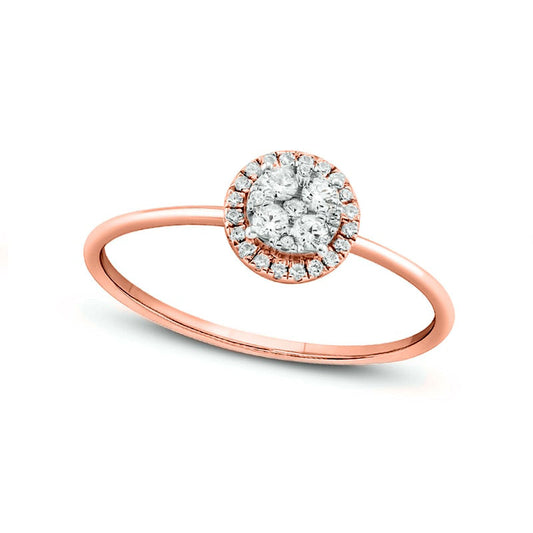 0.20 CT. T.W. Composite Natural Diamond Frame Promise Ring in Solid 10K Rose Gold