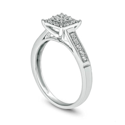0.17 CT. T.W. Quad Natural Diamond Square Frame Promise Ring in Sterling Silver