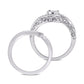 0.20 CT. T.W. Natural Diamond Bypass Frame Antique Vintage-Style Bridal Engagement Ring Set in Sterling Silver