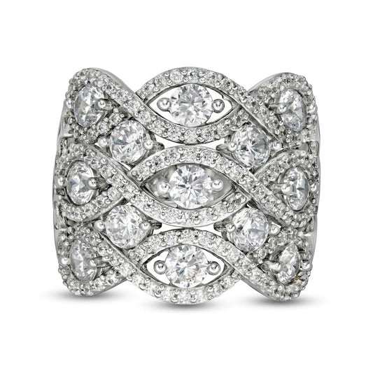 3.0 CT. T.W. Natural Diamond Woven Triple Row Ring in Solid 10K White Gold