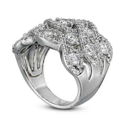 3.0 CT. T.W. Natural Diamond Woven Triple Row Ring in Solid 10K White Gold