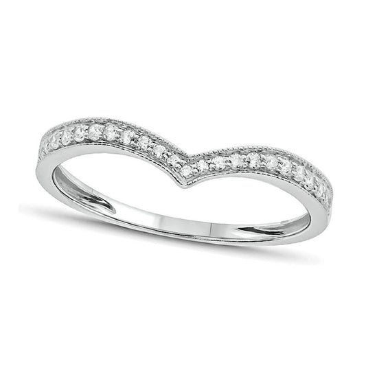 0.20 CT. T.W. Natural Diamond Antique Vintage-Style Chevron Wedding Band in Solid 10K White Gold