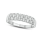 0.50 CT. T.W. Baguette and Round Natural Diamond Alternating Rows Anniversary Ring in Solid 10K White Gold