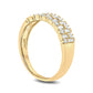 0.50 CT. T.W. Baguette and Round Natural Diamond Alternating Rows Anniversary Ring in Solid 10K Yellow Gold