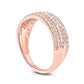 0.50 CT. T.W. Baguette and Round Natural Diamond Slant Stripe Anniversary Band in Solid 10K Rose Gold