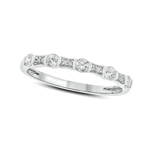 0.33 CT. T.W. Natural Diamond Antique Vintage-Style Stack Anniversary Band in Solid 10K White Gold