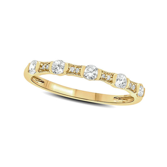 0.33 CT. T.W. Natural Diamond Antique Vintage-Style Stack Anniversary Band in Solid 10K Yellow Gold