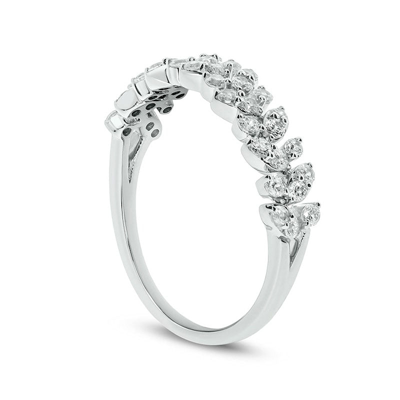 0.50 CT. T.W. Natural Diamond Leafy Vine Anniversary Ring in Solid 10K White Gold