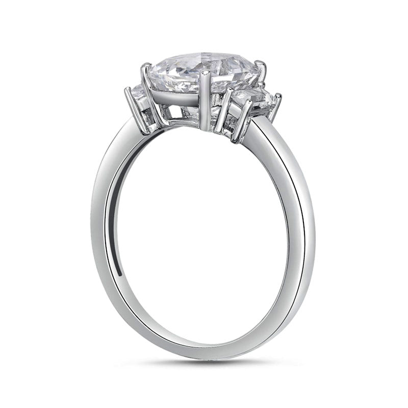 Cushion-Cut and Baguette White Lab-Created Sapphire Collar Ring in Sterling Silver