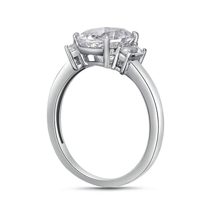Cushion-Cut and Baguette White Lab-Created Sapphire Collar Ring in Sterling Silver