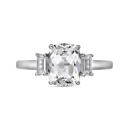 Cushion-Cut and Baguette White Lab-Created Sapphire Collar Ring in Sterling Silver
