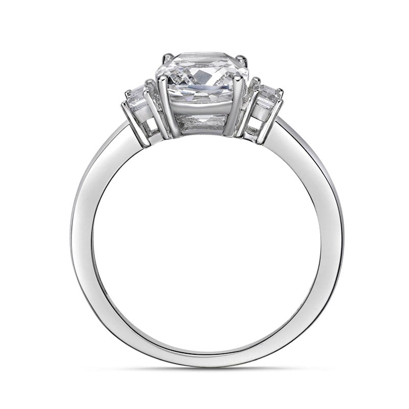 Cushion-Cut and Baguette White Lab-Created Sapphire Collar Ring in Sterling Silver