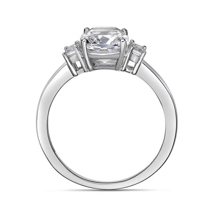 Cushion-Cut and Baguette White Lab-Created Sapphire Collar Ring in Sterling Silver