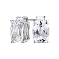 Cushion-Cut and Baguette White Lab-Created Sapphire Drop Earrings in Sterling Silver