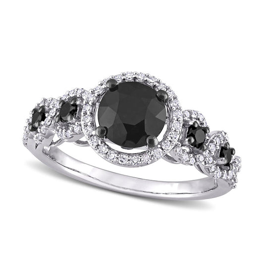 2.0 CT. T.W. Enhanced Black and White Natural Diamond Frame Five Stone Engagement Ring in Solid 10K White Gold