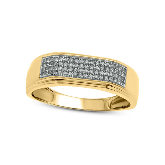 Men's 0.33 CT. T.W. Natural Diamond Squared Wedding Band in Solid 10K Yellow Gold