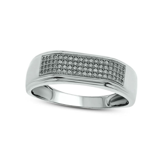 Men's 0.33 CT. T.W. Natural Diamond Squared Wedding Band in Solid 10K White Gold