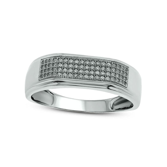 Men's 0.33 CT. T.W. Natural Diamond Squared Wedding Band in Solid 14K White Gold