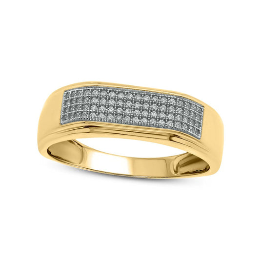 Men's 0.33 CT. T.W. Natural Diamond Squared Wedding Band in Solid 14K Gold