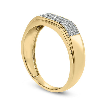 Men's 0.33 CT. T.W. Natural Diamond Squared Wedding Band in Solid 14K Gold