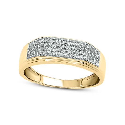 Men's 0.38 CT. T.W. Natural Diamond Rectangular Wedding Band in Solid 10K Yellow Gold