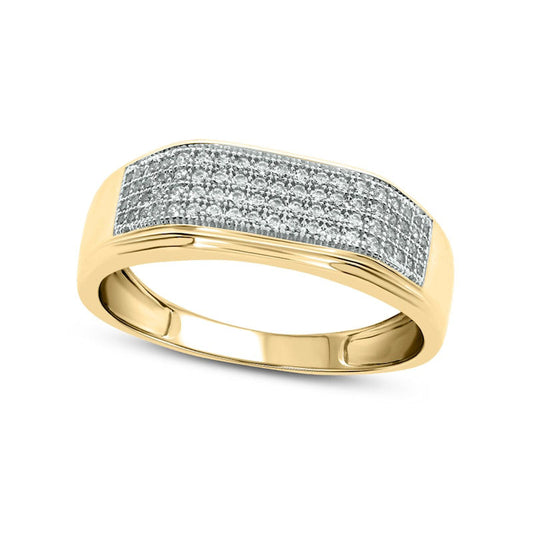 Men's 0.38 CT. T.W. Natural Diamond Rectangular Wedding Band in Solid 14K Gold