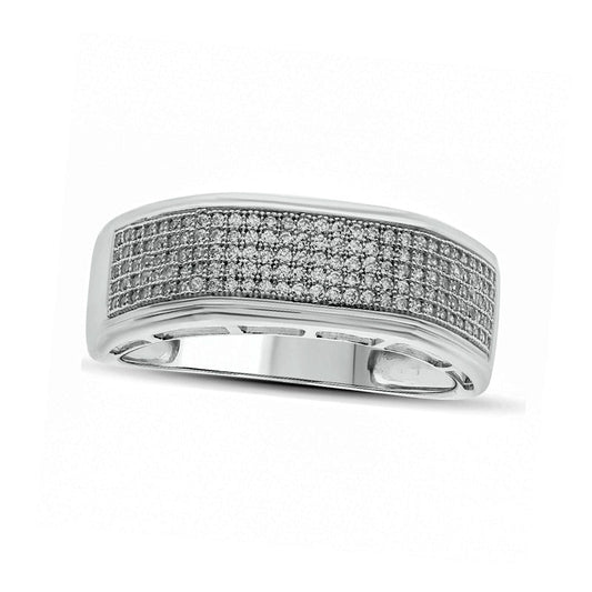 Men's 0.50 CT. T.W. Natural Diamond Multi-Row Wedding Band in Solid 10K White Gold