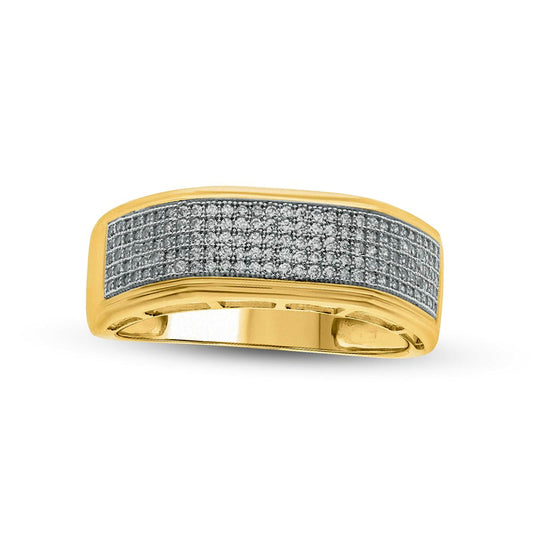 Men's 0.50 CT. T.W. Natural Diamond Multi-Row Wedding Band in Solid 10K Yellow Gold
