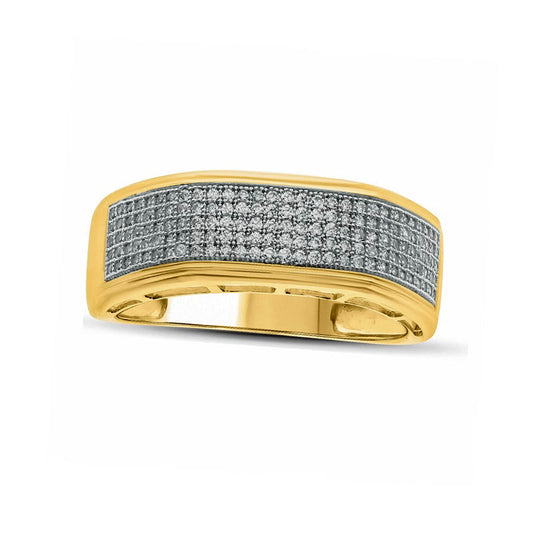 Men's 0.50 CT. T.W. Natural Diamond Multi-Row Wedding Band in Solid 14K Gold