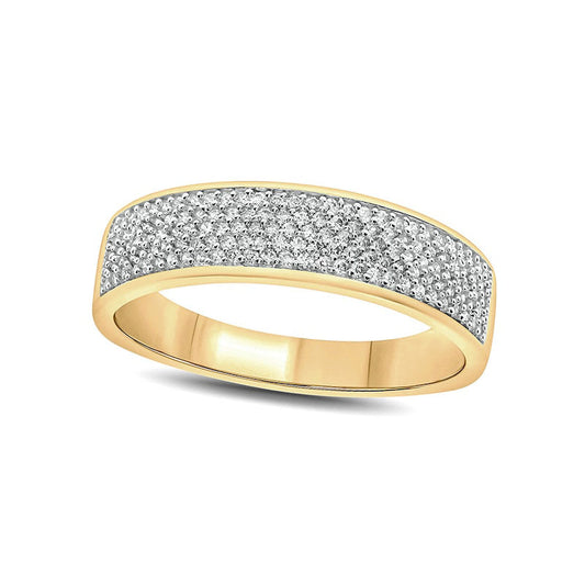 Men's 0.50 CT. T.W. Natural Diamond Multi-Row Wedding Band in Solid 10K Yellow Gold