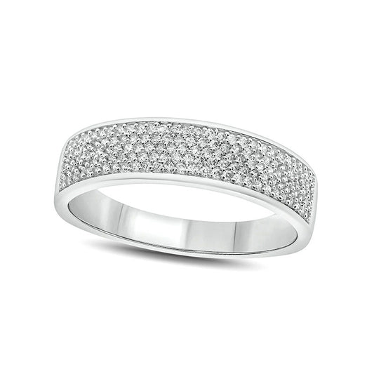 Men's 0.50 CT. T.W. Natural Diamond Multi-Row Wedding Band in Solid 14K White Gold