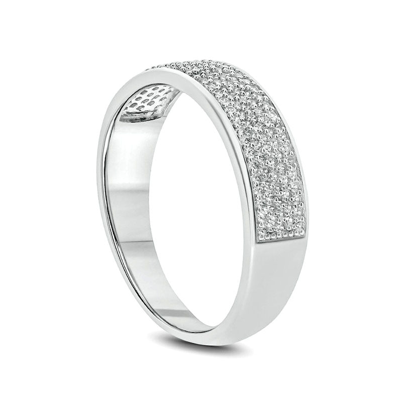 Men's 0.50 CT. T.W. Natural Diamond Multi-Row Wedding Band in Solid 14K White Gold