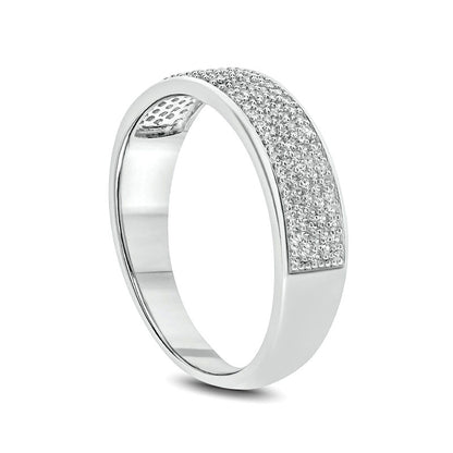 Men's 0.50 CT. T.W. Natural Diamond Multi-Row Wedding Band in Solid 14K White Gold