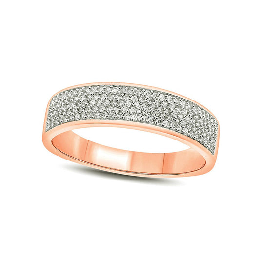 Men's 0.50 CT. T.W. Natural Diamond Multi-Row Wedding Band in Solid 14K Rose Gold