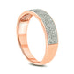 Men's 0.50 CT. T.W. Natural Diamond Multi-Row Wedding Band in Solid 14K Rose Gold