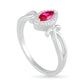 Marquise Lab-Created Ruby and 0.05 CT. T.W. Diamond Frame Crossover Split Shank Ring in Sterling Silver