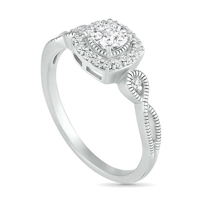 4.0mm Cushion-Cut Lab-Created White Sapphire Frame Infinity Shank Antique Vintage-Style Ring in Sterling Silver